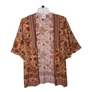 Knox Rose | Yellow Floral Boho Festival Kimono Cardigan, XS/S